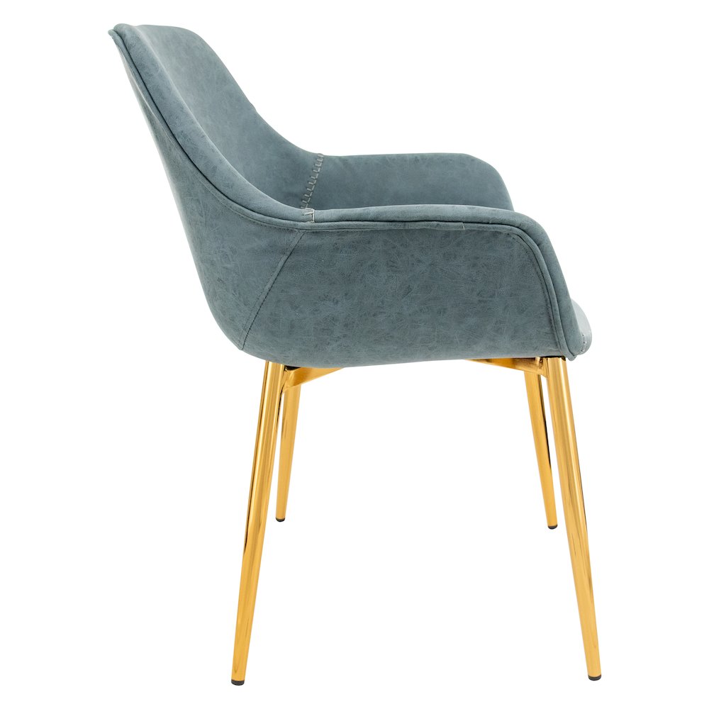 Markley Modern Leather Dining Arm Chair With Gold Metal Legs Set of 4
