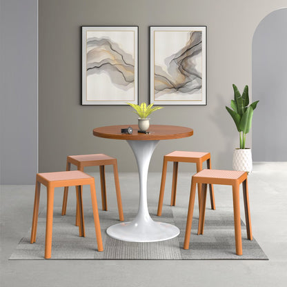 Tresse Series Stackable Poly Stool With Wicker Top 12 in Yellow