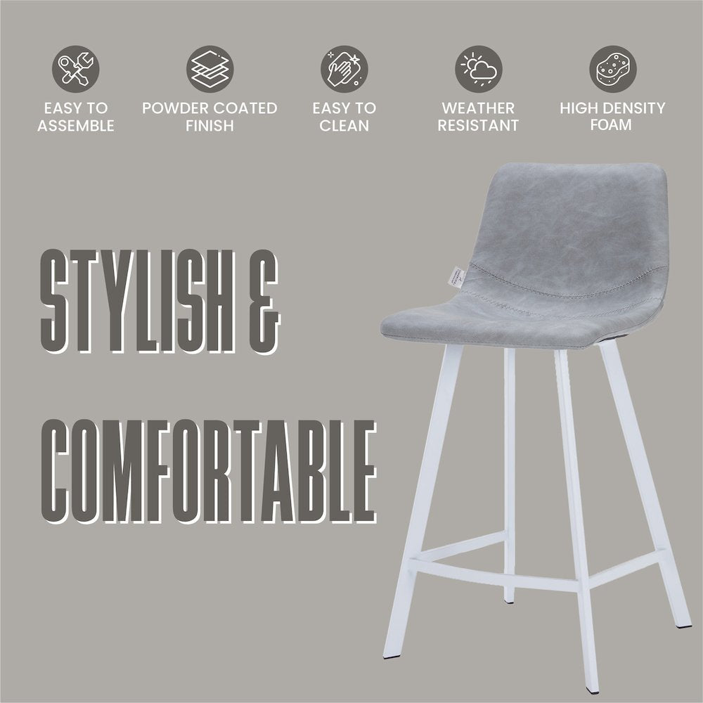 Elland - Counter stool -Light Grey- White base