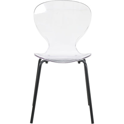 Modern Oyster Transparent Side Chair in Black Base set of 4