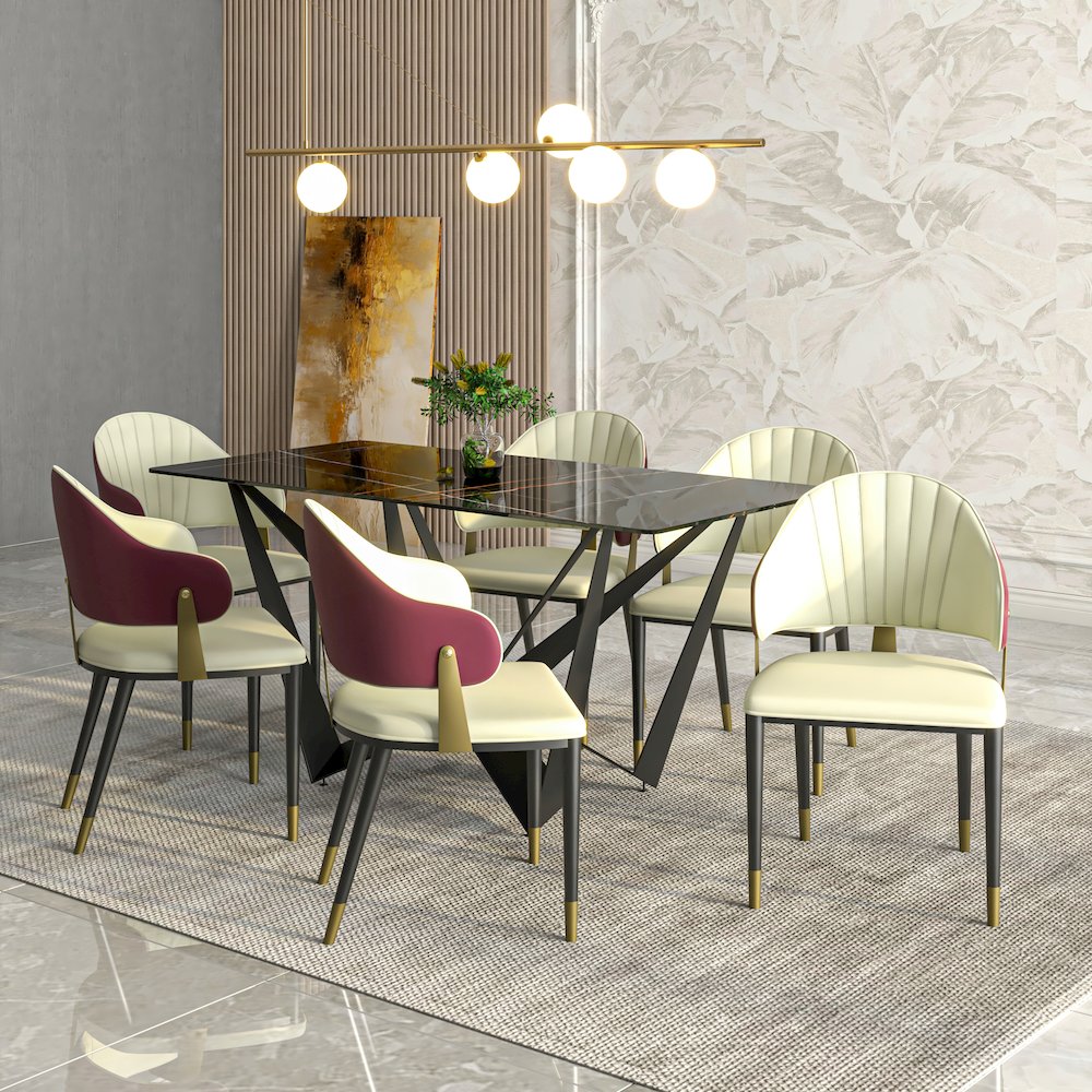 Aria Series Modern Dining Chair in Red Set of 4