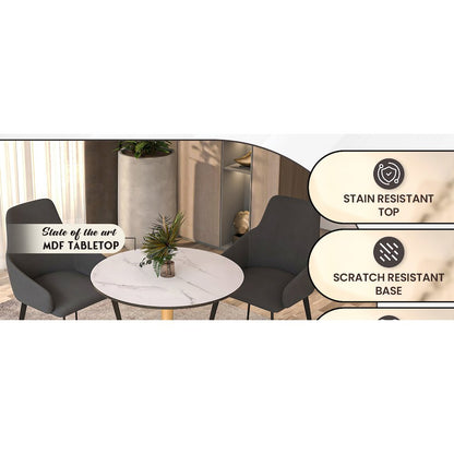 Bristol 27" round dining table Gold Base With White Top