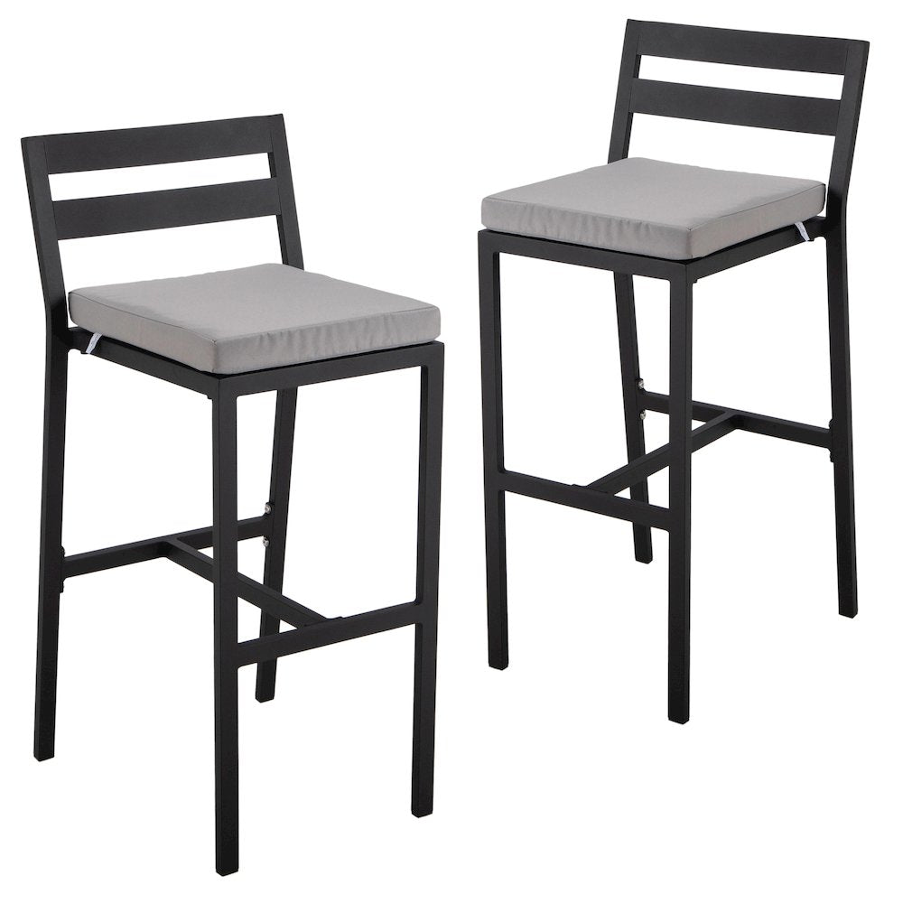 Chelsea Collection Modern Aluminum Outdoor Bar Chair Set of 2