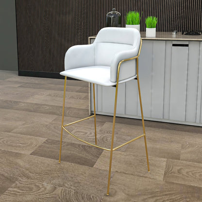 Axis Collection Modern Gold Bar height Chair in White