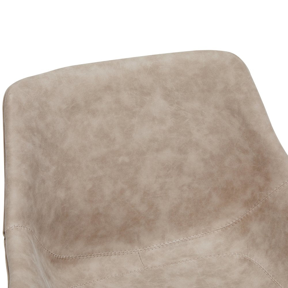 Markley Modern Leather Dining Swival Arm Chair in Taupe