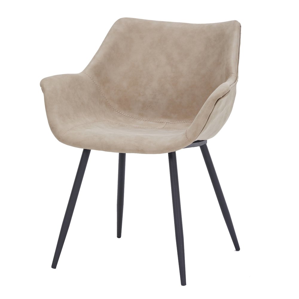 Markley Modern Leather Dining Arm Chair Set of 4 in Taupe