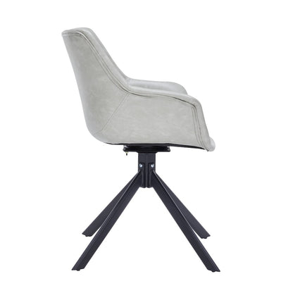 Markley Modern Leather Dining Swival Arm Chair in Light Grey