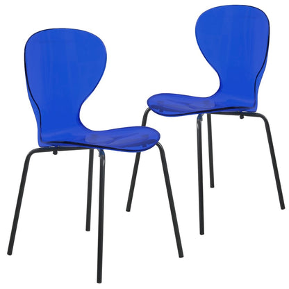 Modern Oyster Transparent Side Chair in Black Base