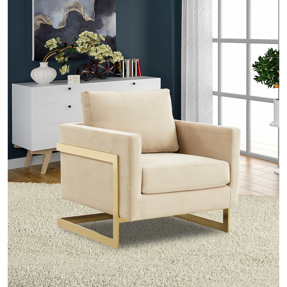 Lincoln Velvet Accent Armchair With Gold Frame