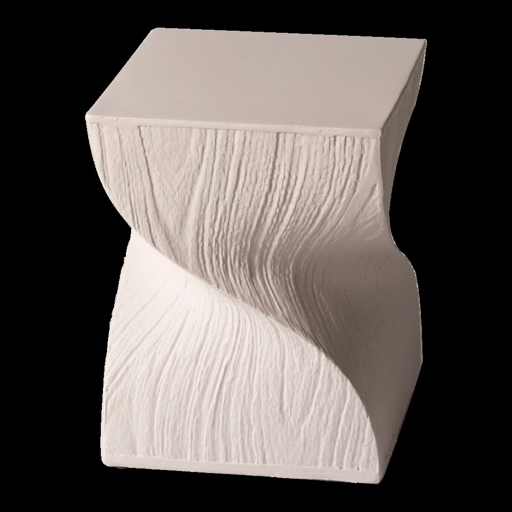 Onyx Collection Fiberglass Outdoor Side Table in Cream