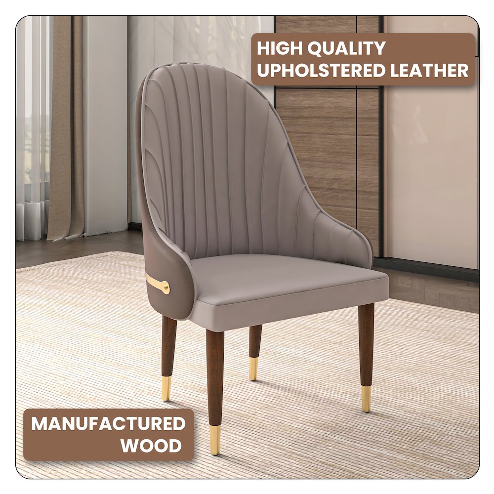 Elara Collection Wooden Dining Chair in Two-Tone Toupe Set of 2