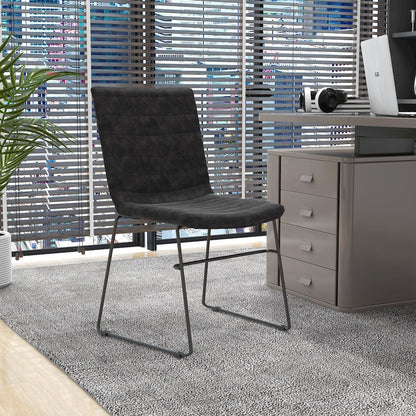 Zylar Series Office Guest Chair in Charcoal Leather