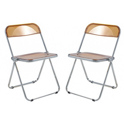 Lawrence Acrylic Folding Chair With Metal Frame, Set of 2
