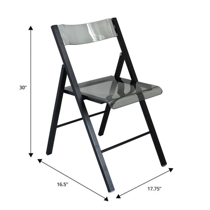 Menno Modern Acrylic Folding Chair Black Frame With Trans Black Seat Set of 2