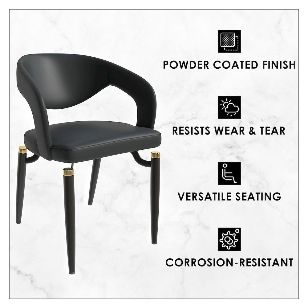 Entice Collection Modern Dining Chair Set of 2 in Charcoal Black