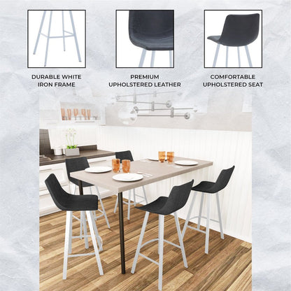 Elland - Bar stool -Charcoal Black- White Base