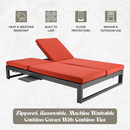 Chelsea Convertible Lounge Reclining Double Chaise With Cushions