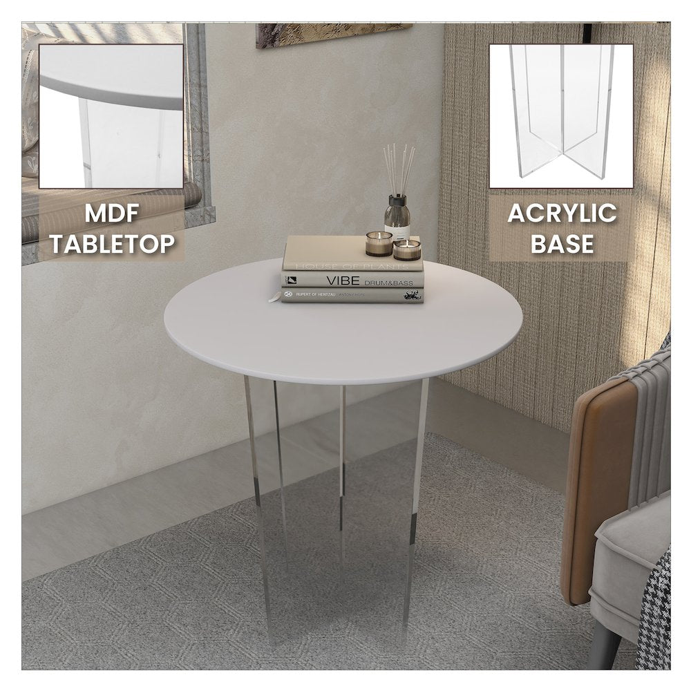 Valore Collection Acrylic Coffee Table With White Top