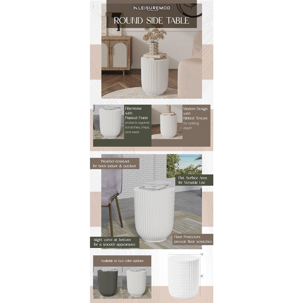 Modern Side End Table Trove Series In White