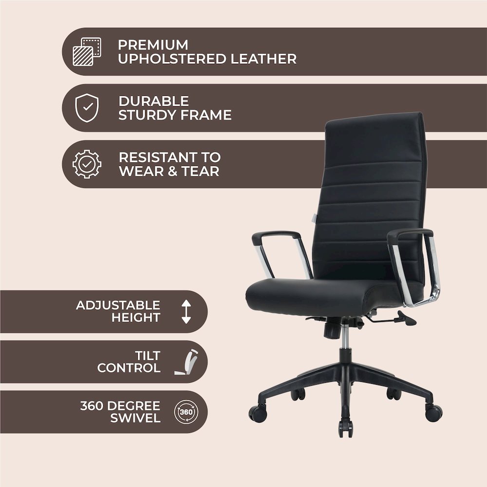 Hilton Modern High-Back Leather Office Chair