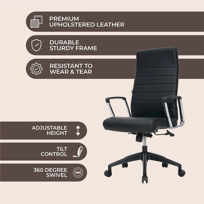 Hilton Modern High-Back Leather Office Chair
