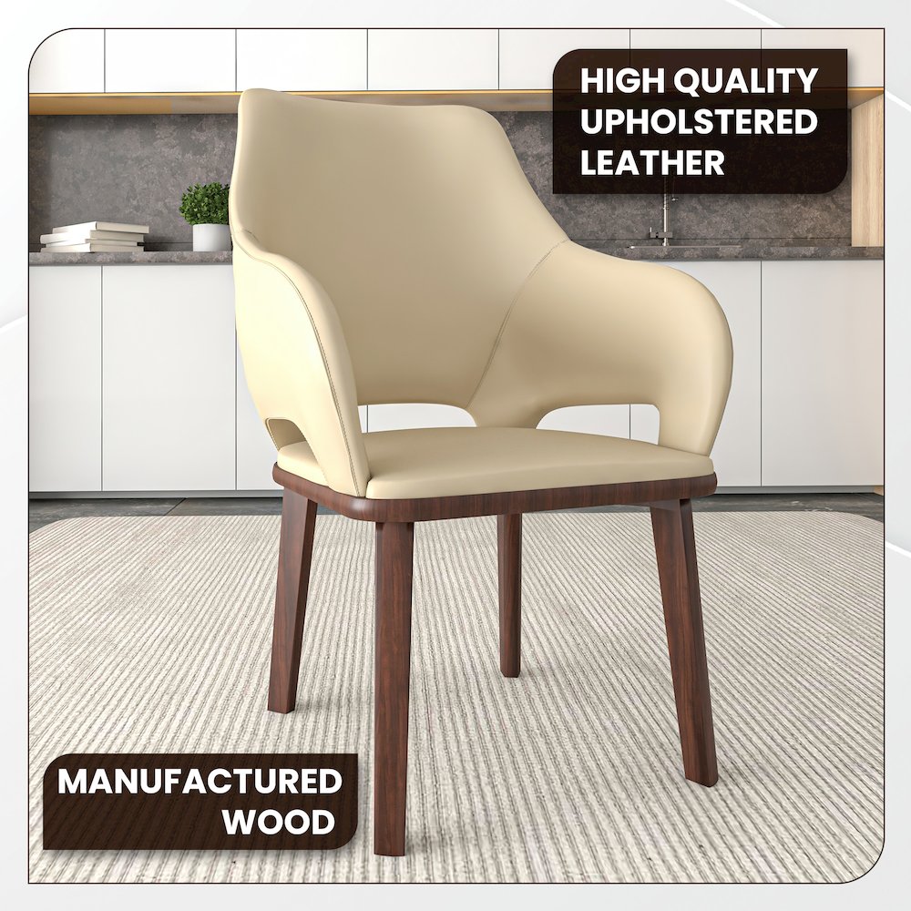 Vivara Collection Modern Dining Chair in Off White Set of 2