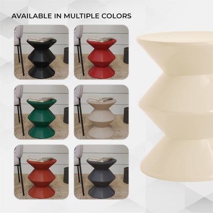 Aura Modern Plastic Side End Table, Indoor/Outdoor Use, Ivory