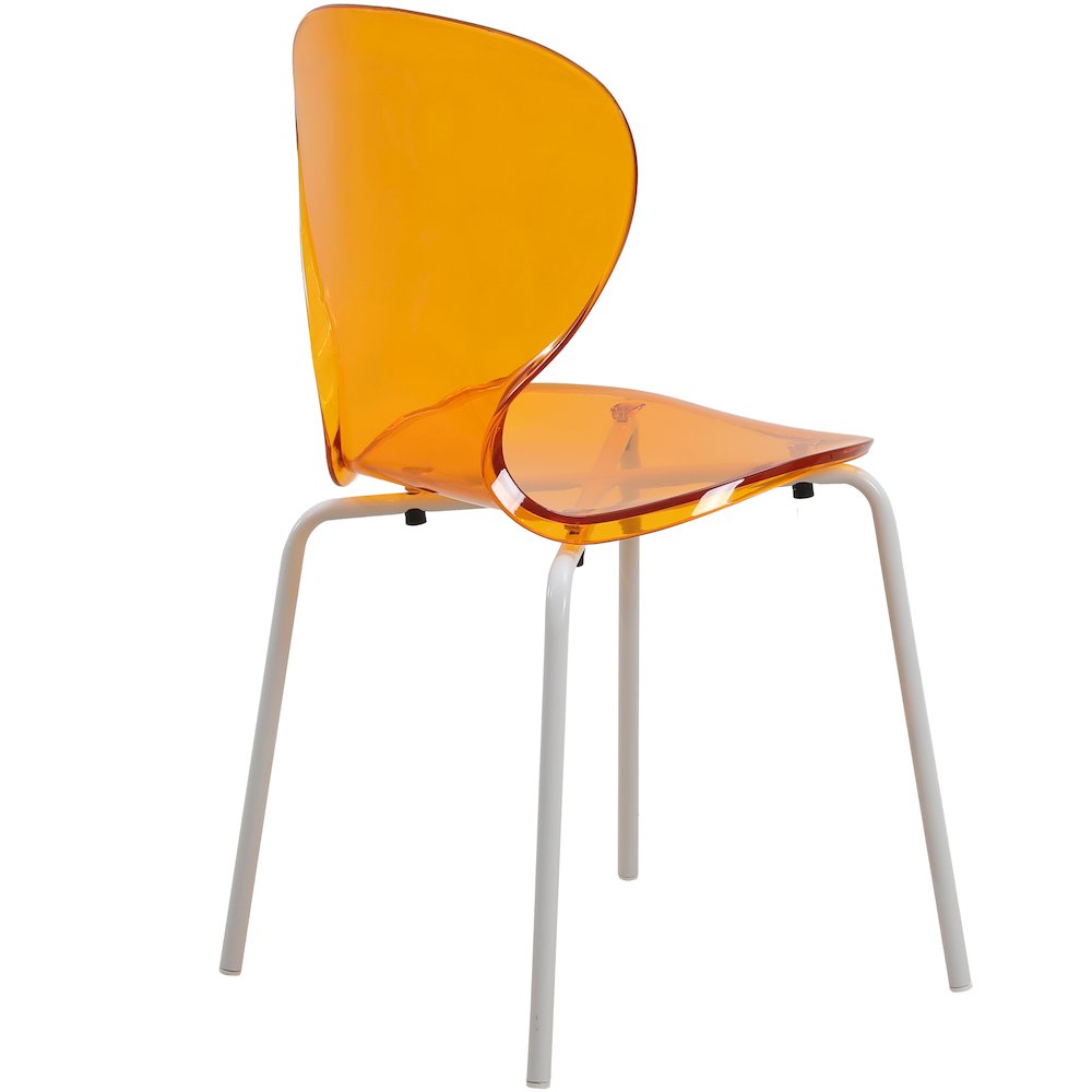 Modern Oyster Transparent Side Chair in White Base Set of 4