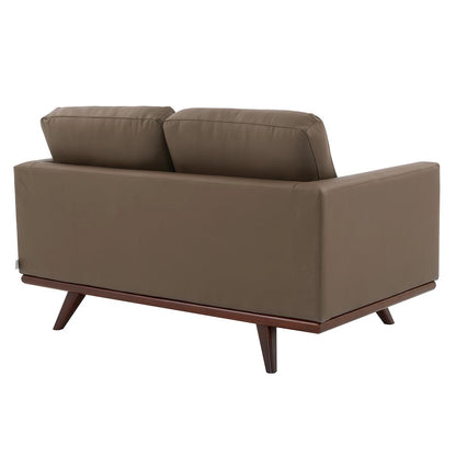 Chester Modern Faux Leather Loveseat in Taupe Leather