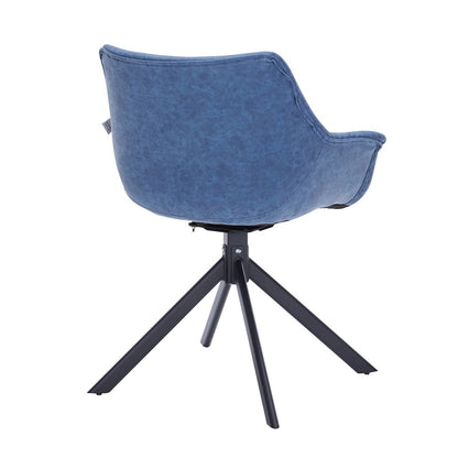 Markley Modern Leather Dining Swival Arm Chair in Light Blue