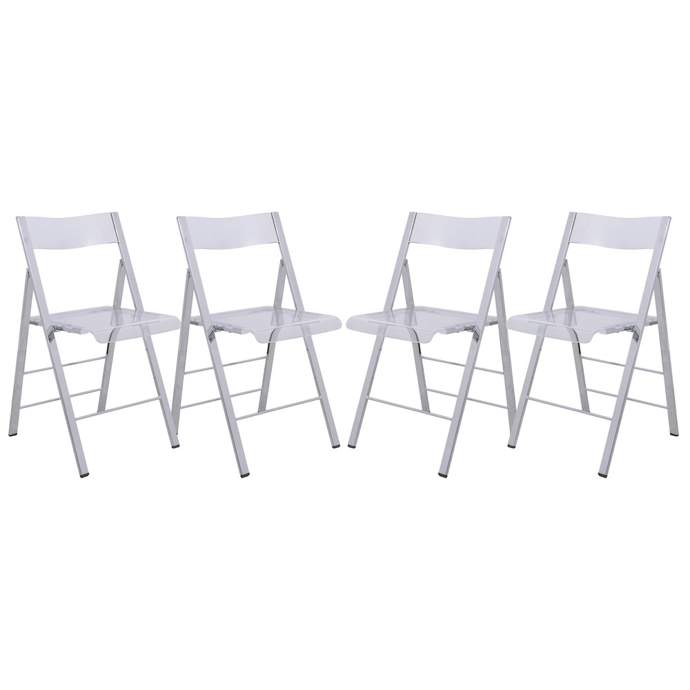 Menno Modern Acrylic Folding Chair, Set of 4