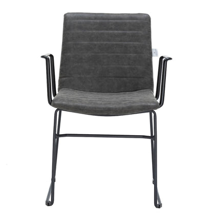 Zylar Series Office Guest Arm Chair in Charcoal Leather