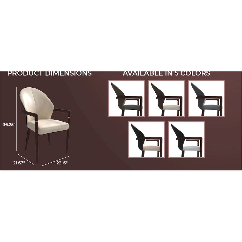 Opaline Series Elegant Wooden Dining Chair in Black Velvet and Toupe
