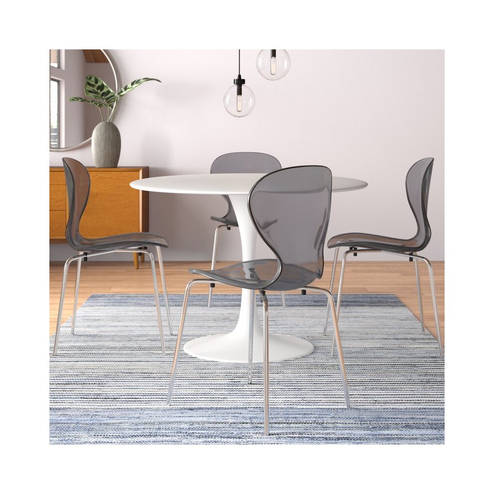 Modern Oyster Transparent Side Chair, Set of 4