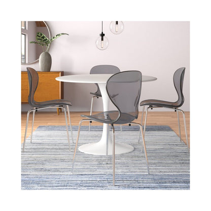 Modern Oyster Transparent Side Chair, Set of 4