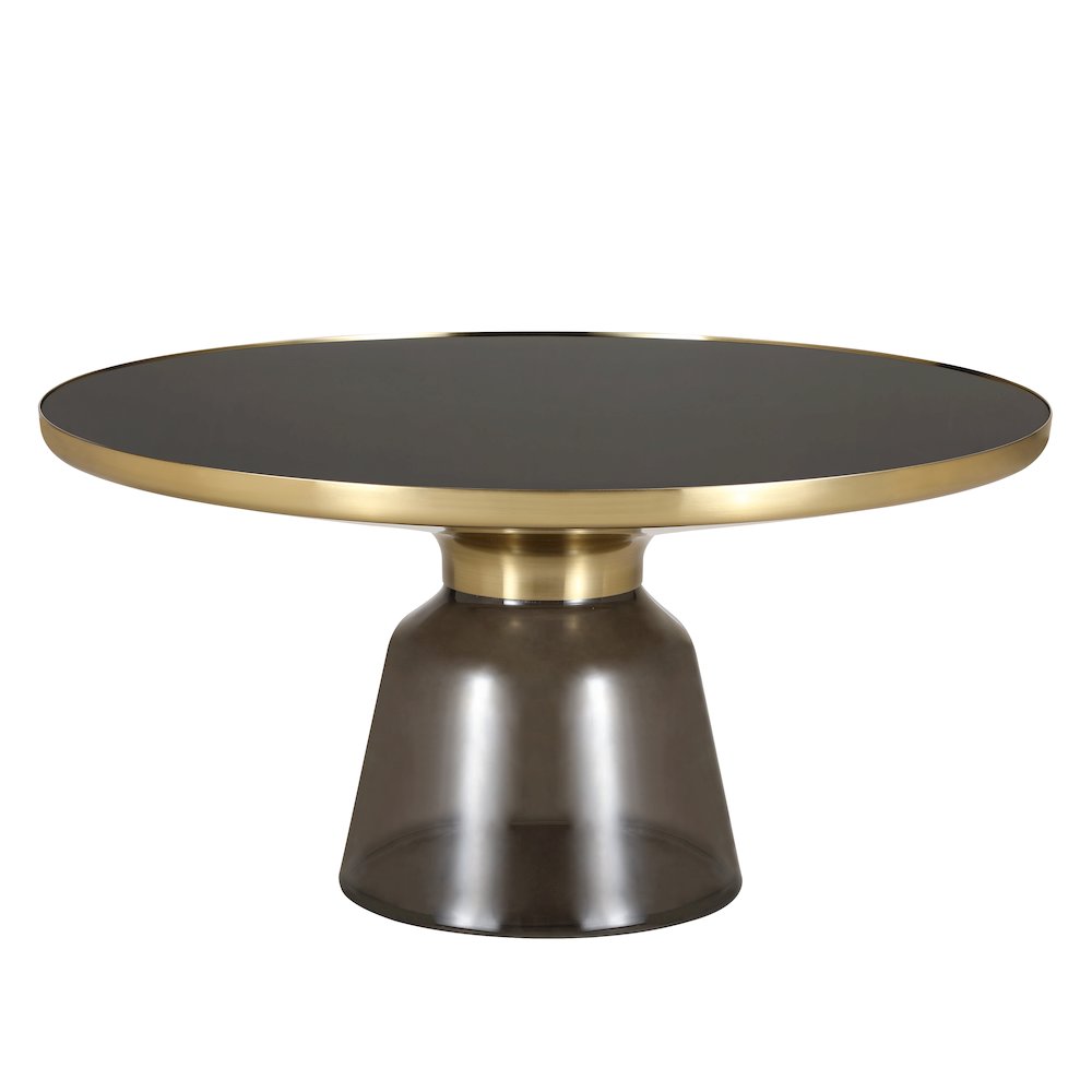 Tully Collection Glass Coffee Table Grey glass, Gold Rim with Black Glass top