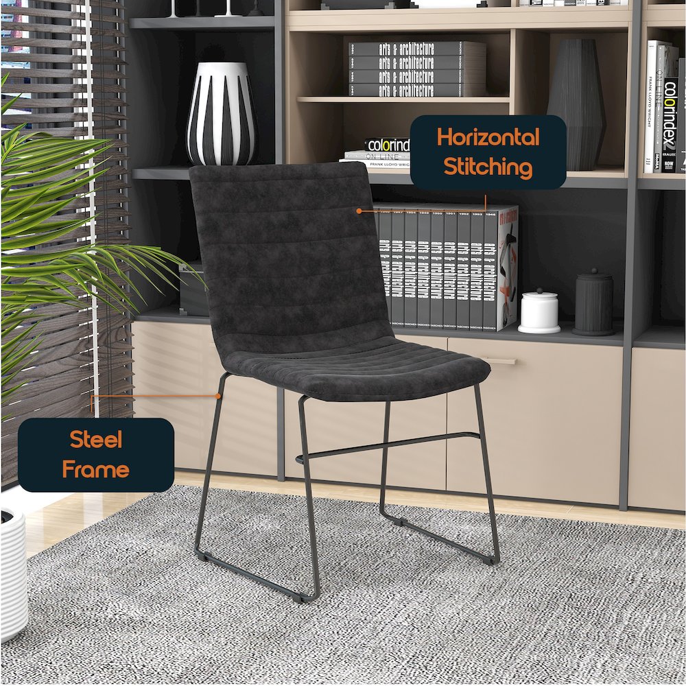 Zylar Series Office Guest Chair in Charcoal Leather