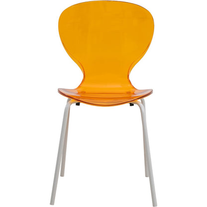 Modern Oyster Transparent Side Chair in White Base Set of 4