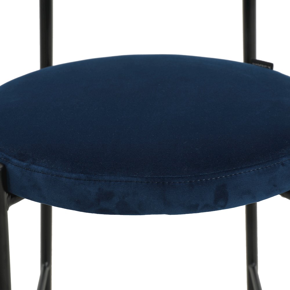 Euston Modern Wicker Bar Stool With Black Steel Frame, Set of 2 in Navy Blue