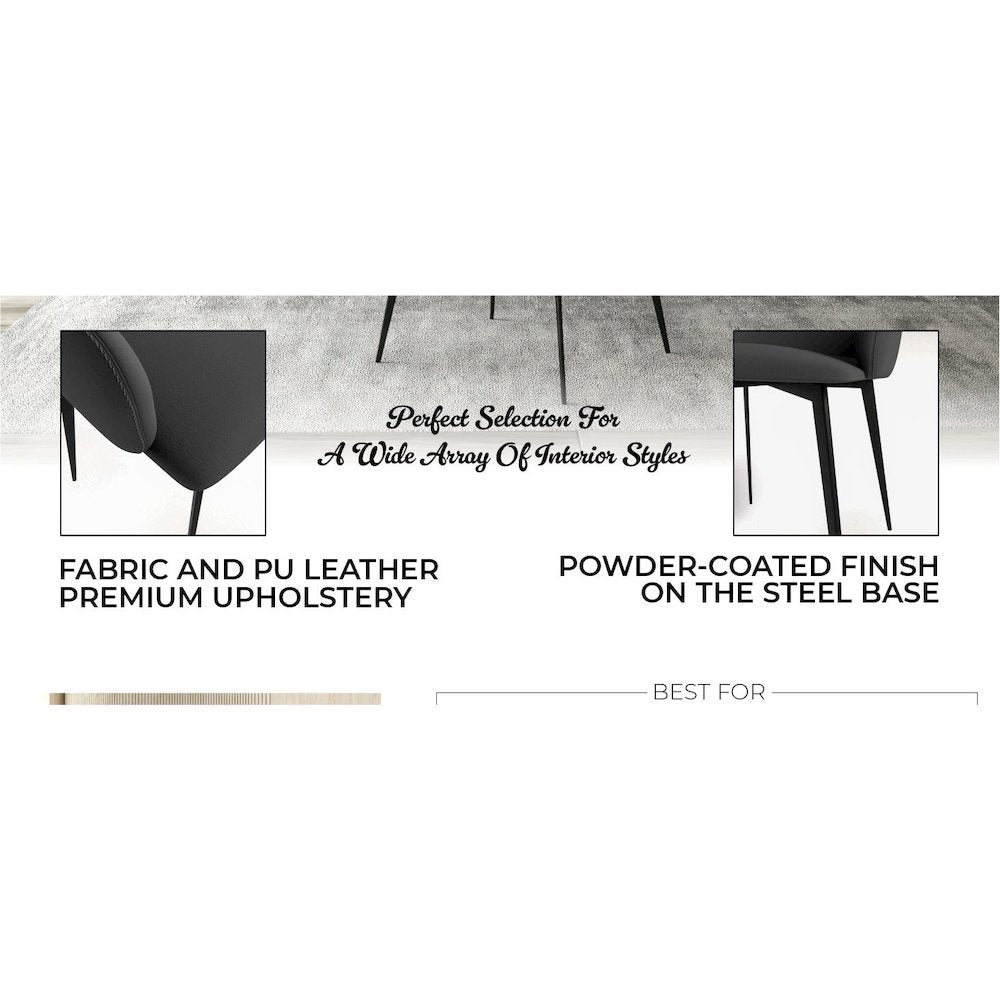 Sonnet Series Modern Dining Chair in Charcoal Fabric