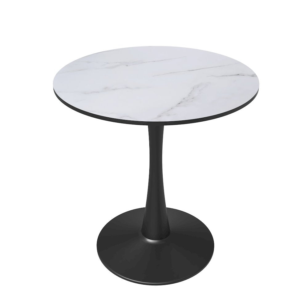 Leisyremod Bristol 24" Round Dining Table Black base with White top