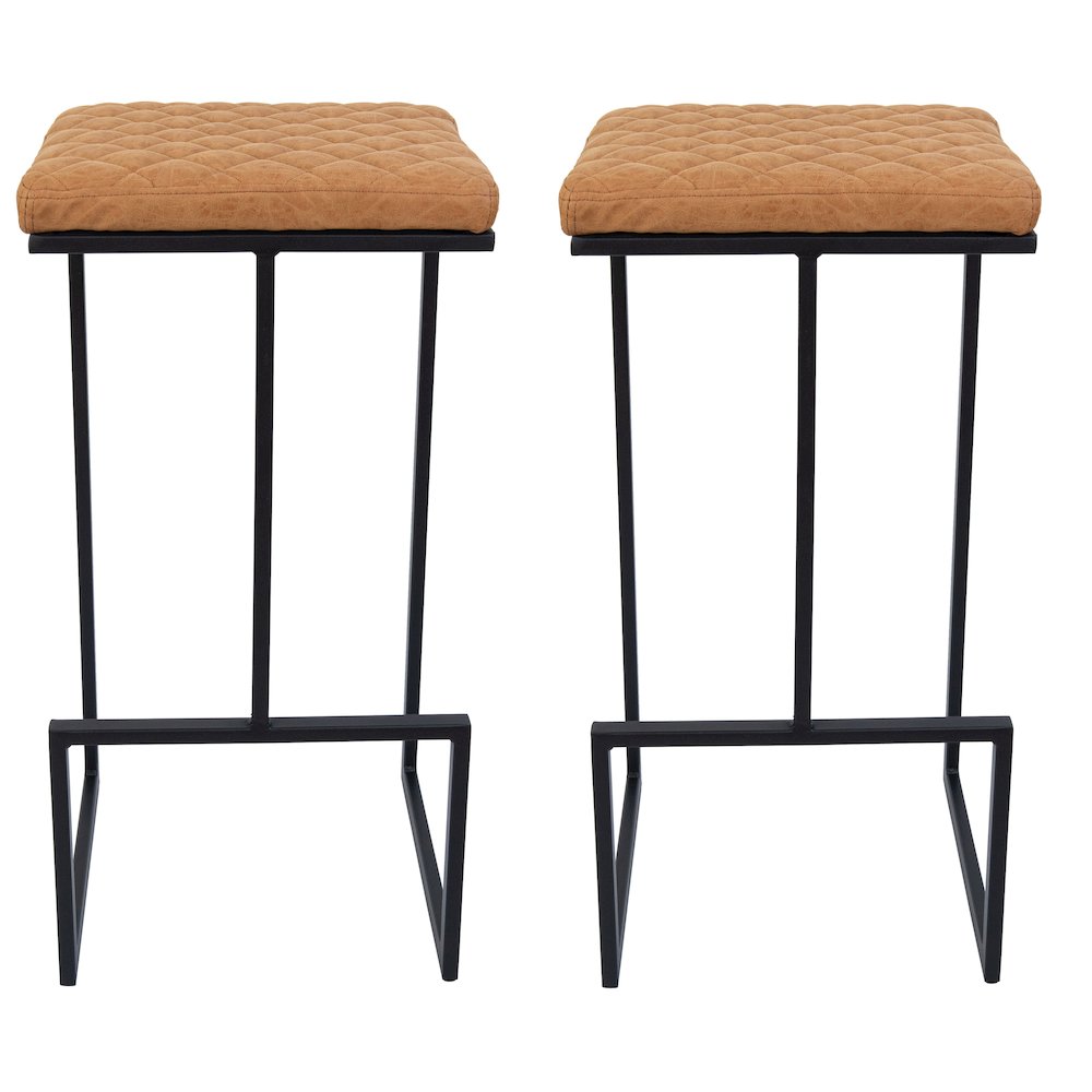 Quincy Leather Bar Stools With Metal Frame Set of 2