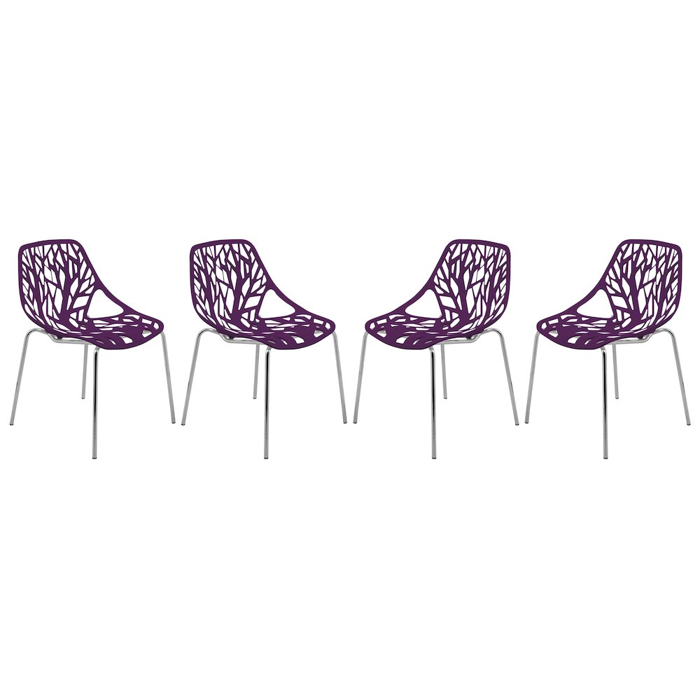 Modern Asbury Dining Chair w/ Chromed Legs, Set of 4