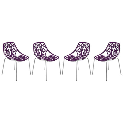 Modern Asbury Dining Chair w/ Chromed Legs, Set of 4