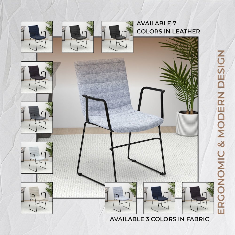 Zylar Series Office Guest Arm Chair in Grey Fabric