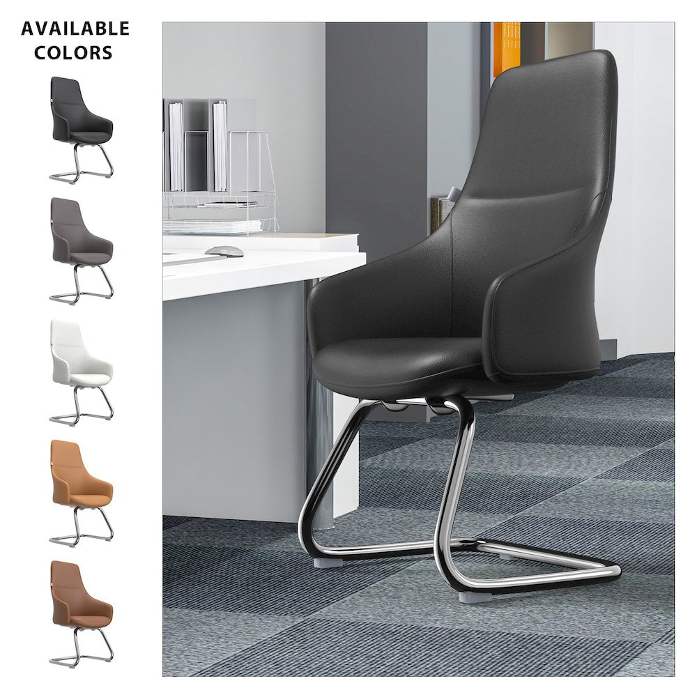 Celeste Series Guest Office Chair in Black Leather