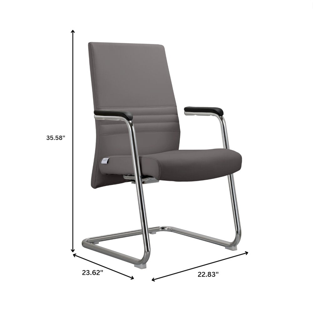 Aleen Series Guest Office Chair In Grey Leather