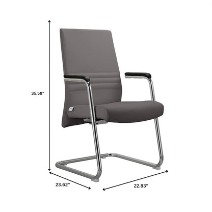 Aleen Series Guest Office Chair In Grey Leather