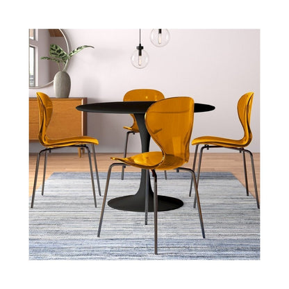 5-Piece Dining Set Round Black MDF Dining Table