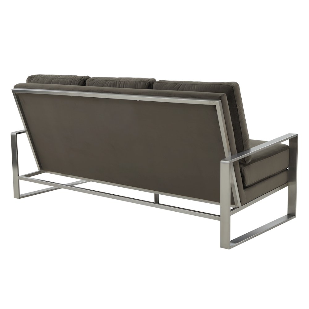 Jefferson Contemporary Modern Design Velvet Sofa With Silver Frame